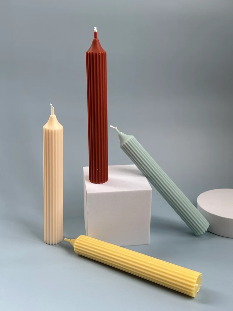 DeLishAroma Ribbed Pillar Candle - Tall Skinny Soy Candle - Colorful, Scented or Unscented - Ideal for Weddings, Events,and Home Decor-Handmade 