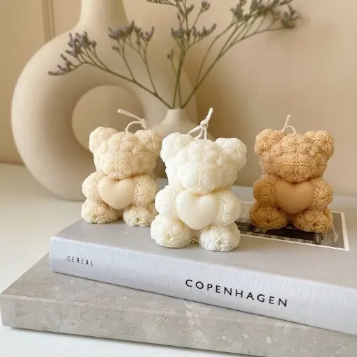 DeLish Aroma | Bloom Heart | Floral Teddy Heart Soy Candle 