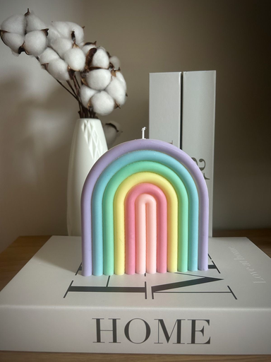 Handmade Pastel Rainbow Arch Candle | Aesthetic Home Décor | Scented Soy Wax Candle