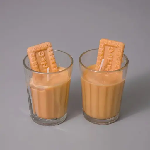 DeLisharoma Chai Biscuit Candle | Scented Candle | Tea Theme Scented Candles | Biscuit Break Aroma Chai Delight Candle | Duo & Cookies Set Warm Pair Tea-Time Essence Pack Cozy Brew Snack |