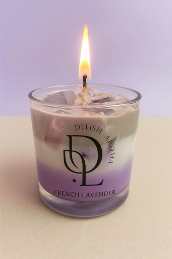 DeLish Aroma Lavender Latte Candle | votives Candle with Scented |Perfect for Home Decor Lighting Gifting | Soy Wax 